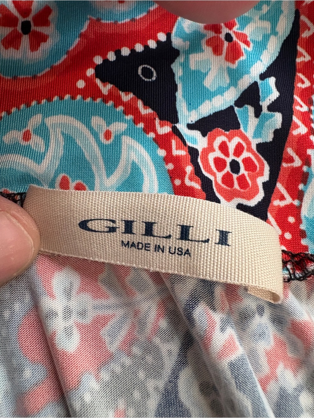 Gilli Paisley A-Line Skirt with Teal & Coral Accents Size 2XL - Picture 4 of 5